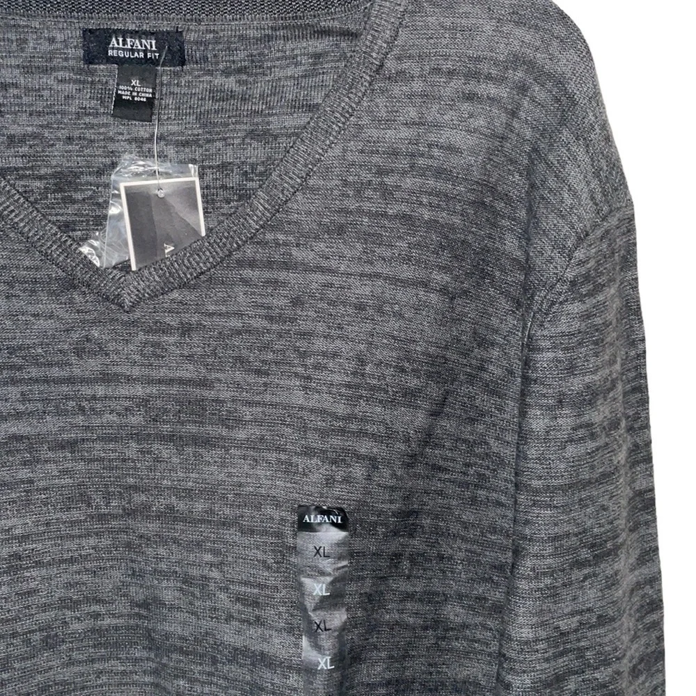 Alfani Gray V-Neck‎ Long Sleeve Sweater Regular Fit Mens Size XL